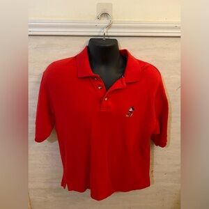 Vintage Disney Men's Vibrant Red Polo with Mickey Embroidery
